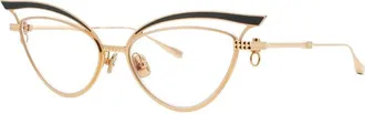 Valentino Eyeglasses Cat Eye Full Rim, Gold Green Frame And Clear Demo Lens Lens Vlx-118-Che