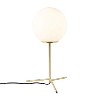 QAZQA Art D&eacute;co L&aacute;mpara De Mesa Art Deco Lat&oacute;n Con Cristal Opalino 45,5 Cm - Pallon Vidrio /acero Esfera Adecuado Para Led Max. 1 X 40 Watt - Qazqa