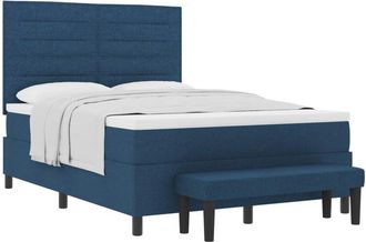 vidaXL Box Spring Bed with Mattress Blue 140 x 190 cm Fabric vidaXL