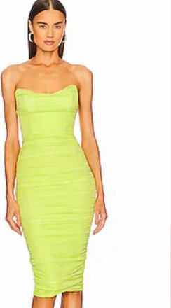Michael Costello India Midi Dress In Lime Green