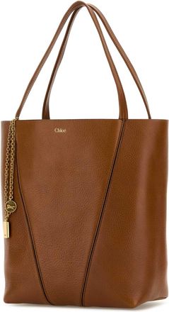 Chlo&eacute; Womens Spin Tote Brown Leather Domestic Cow