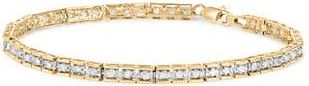 House of Brilliance 10K Yellow Gold 1.0 Cttw Round Diamond Pave Link Bracelet at Nordstrom