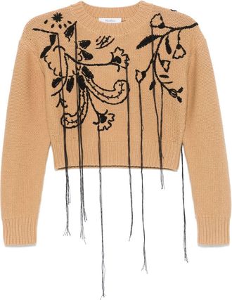 Max Mara Floral-Embroidered Sweater - Womens - Wool/Cashmere
