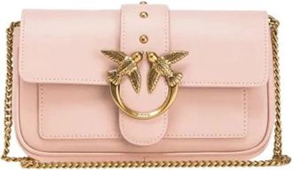 Pinko Pinko Leren Schoudertas met Love Birds Gesp - Dames - Schoudertassen - Roze - ONE Size - Leer - Tassen