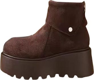 Generic Fur Lined Walking Boots Women Soft and Comfortable Can Adapt To The Cold and Harsh Environment Ladies Waterproof Snow Boots (Brown, 4.5)