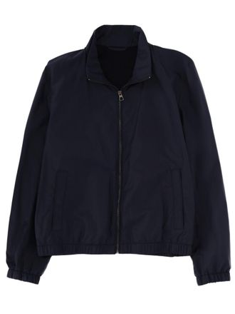 HUGO BOSS Dark Blue Solid Mock Collar Jacket