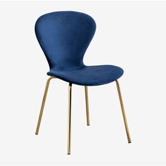 Sklum Sklum - Pack De 4 Sillas De Comedor Apilables En Terciopelo Uit Azul Marino