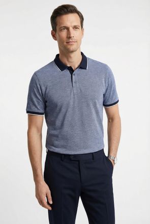 Marvelis Poloshirt MARVELIS, Herren, Gr. 4XL, blau (nachtblau), Obermaterial: 100% Baumwolle, regular fit normal, B&uuml;ndchen, Shirts Poloshirt, meliert, leicht t