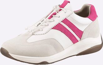 Heine Sneaker HEINE, Damen, Gr. 36, wei&szlig;, pink, Glattleder, Leder, Rindsleder, Veloursleder, Schuhe Sneaker