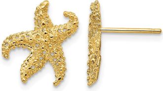 Diamond2Deal 10k Yellow Gold Starfish Shape Stud Earrings L 14mm, W 11mm