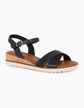 Tamaris Tamaris Womens Carnation Womens Low Wedge Sandals - Black - Size: 6