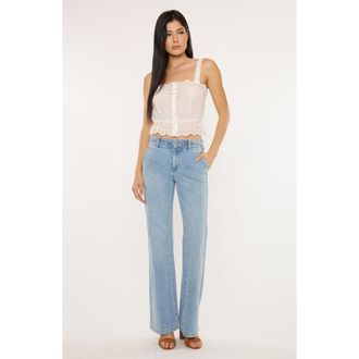 Kancan Islan High Rise Wide Flare Jeans in Medium Light Wash at Nordstrom, Size 3132