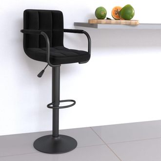vidaXL Taburete De Cocina De Tela Negro Vidaxl