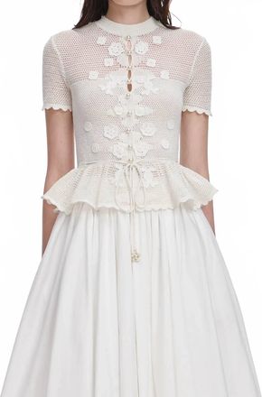 Self Portrait Floral Crochet Top In White