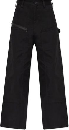 Yohji Yamamoto Broeken, Dames, Zwart, XS, Katoen, Twill cargobroek