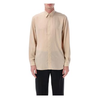 Lardini Casual Shirts, male, Beige, Size: 3XL Camicia Bottone Ricoperto