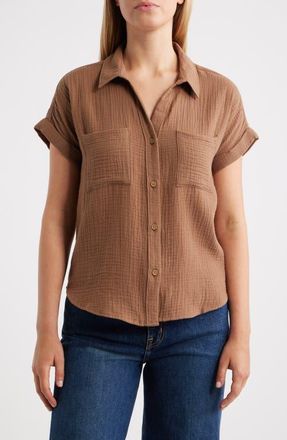 Beach Lunch Lounge Devin Gauze Shirt in Chocolate Cupcake at Nordstrom, Size X-Small