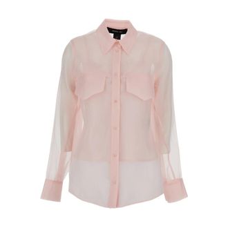 Federica Tosi Shirts, female, Pink, Size: M Long-Sleeve Silk Organza Shirt