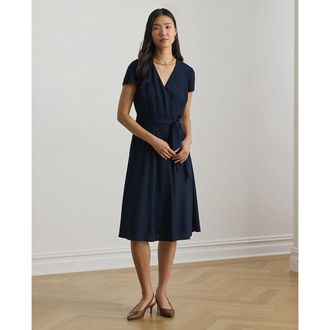 Ralph Lauren Halflange wikkeljurk met korte mouwen