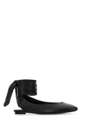 The Attico Womens Black Leather Clo&atilde;&uml; Slippers Ballerine Flat Shoes