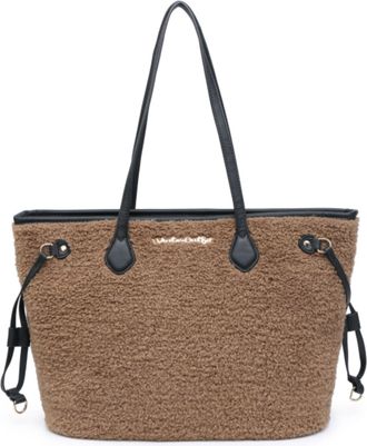 Generic Womens Large Plush Tote Handbag with Zip Top Closure, Soft Textured Shoulder Bag with Interior Zipped Pocket, Winter Casual Shopping & Everyday Tote B