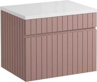 Vente-Unique Vente-unique - Mobile sotto lavabo sospeso scanalato con piano di appoggio 60 cm Rosa - satara