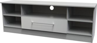 Welcome Furniture Wellington Ready Assembled TV Unit with 1 Drawer Wide - Uniform Matt & Dusk Grey - Welcome Furniture | TJ Hughes