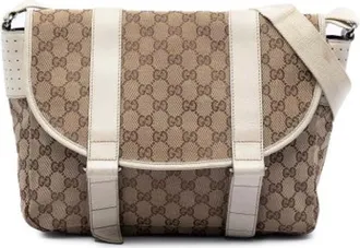 Gucci Vintage, unisex, Bruin, ONE Size, Leer, Pre-owned Canvas Crossbody Bag
