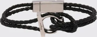 Ferragamo Bracciale in pelle intrecciata con chiusura magnetica e logo inciso