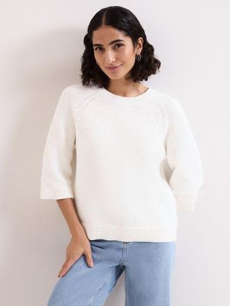 Phase Eight Odette Waffle Knit Sweater in Ivory at Nordstrom, Size X-Small