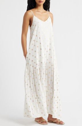 Elan Metallic Dot Cover-Up Dress in White Polka at Nordstrom, Size X-Small