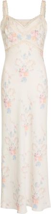 LoveShackFancy Loveshackfancy Annabeth Floral Satin Maxi Slip Dress - Light Pink - XL (UK16 / XL)