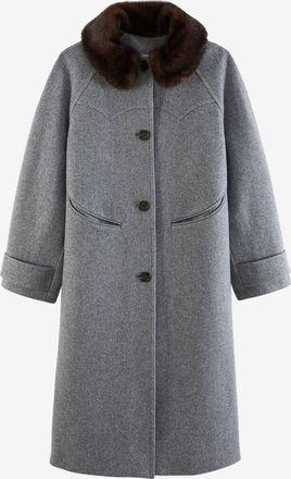 Balzac Paris Langer Mantel mit Bubikragen aus Wolle Nickie