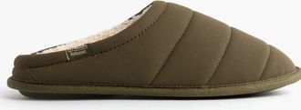 Totes Mens Totes Isotoner SPORT QUILTED MULE WITH COSY LINING Mens Mule Slippers Khaki - Green - Size: 10