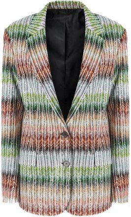 Missoni zigzag-woven blazer - women - Polyamide/Rayon/Polyester/Rayon/Metallic Fibre - 40 - Green