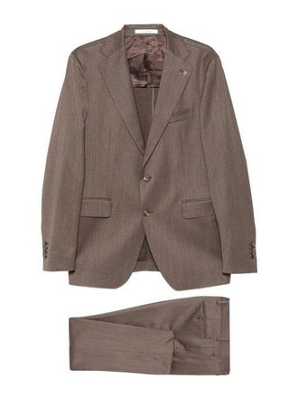 Tagliatore Brown Single-Breasted Wool Suit