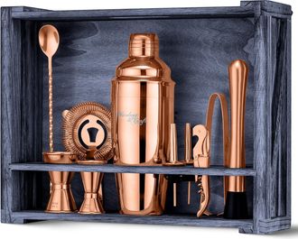 Zulay Kitchen 11-Piece Cocktail Shaker Set, Bartender Kit with Stand - Gift Ready