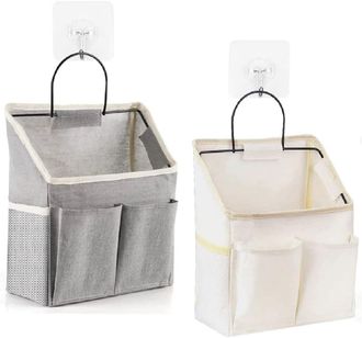 OEM Juego De 2 Bolsas De Almacenamiento Colgantes, Bolsa De Almacenamiento De Pared Con Bolsillos, Organizador De Pared Colgante Con Ganchos, Organizador 