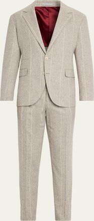 Brunello Cucinelli Mens Donegal Chalk Stripe Two-Piece Suit