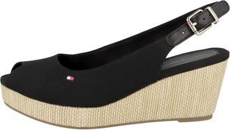 Tommy Hilfiger Women Iconic Elba Sling Back Wedge Espadrilles, Black (Black), 40 EU
