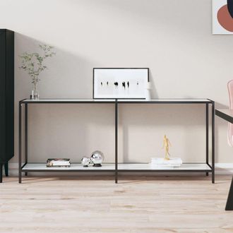 vidaXL Mesa De Consola Vidrio Templado Blanco 180x35x75,5 Cm Vidaxl