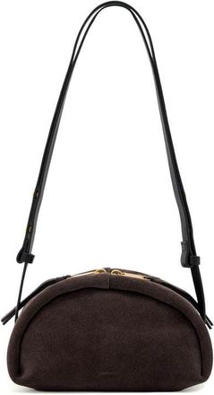 AllSaints Rosalie Arc Suede Crossbody Bag in Burnt Umber Red at Nordstrom