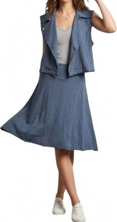 Mod-o-doc Shirred Waistband A-Line Skirt In Night Orchid