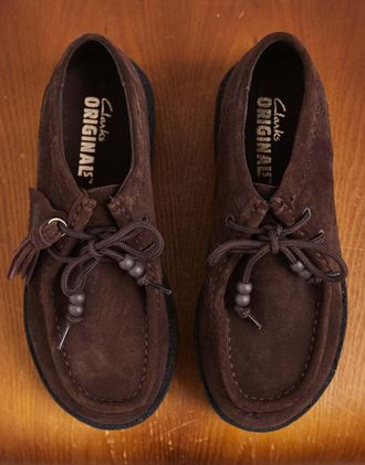 Clarks Meare Walla - Scarpe in camoscio color cioccolato-Marrone