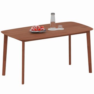 HOMCOM 150 cm Rectangular Dining Table with Solid Wood Frame - Light Brown | TJ Hughes