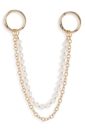 Chelsea28 Faux Pearl Chain Swag Bag Charm in White Multi- Gold at Nordstrom