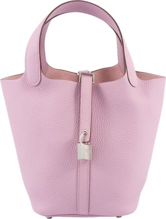 Herm&egrave;s Silver Taurillon Clemence Leather Tote Bag (Pre-Owned)