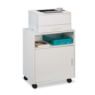 Relaxdays Relaxdays - Mesa Impresora Con 4 Cajones Y Puerta, Cajonera Oficina Con Ruedas, Mueble Despacho, 57 X 48 X 34 Cm, Blanco