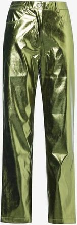 Amy Lynn Womens Lupe Metallic Patterned Five Pocket Pants - Green - Size: 12/32in