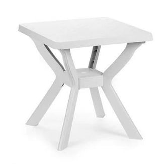 Trade Shop Trade Shop - Tavolo Da Giardino Quadrato Bianco Arredo Da Esterno In Plastica 70x70xh72cm 012137